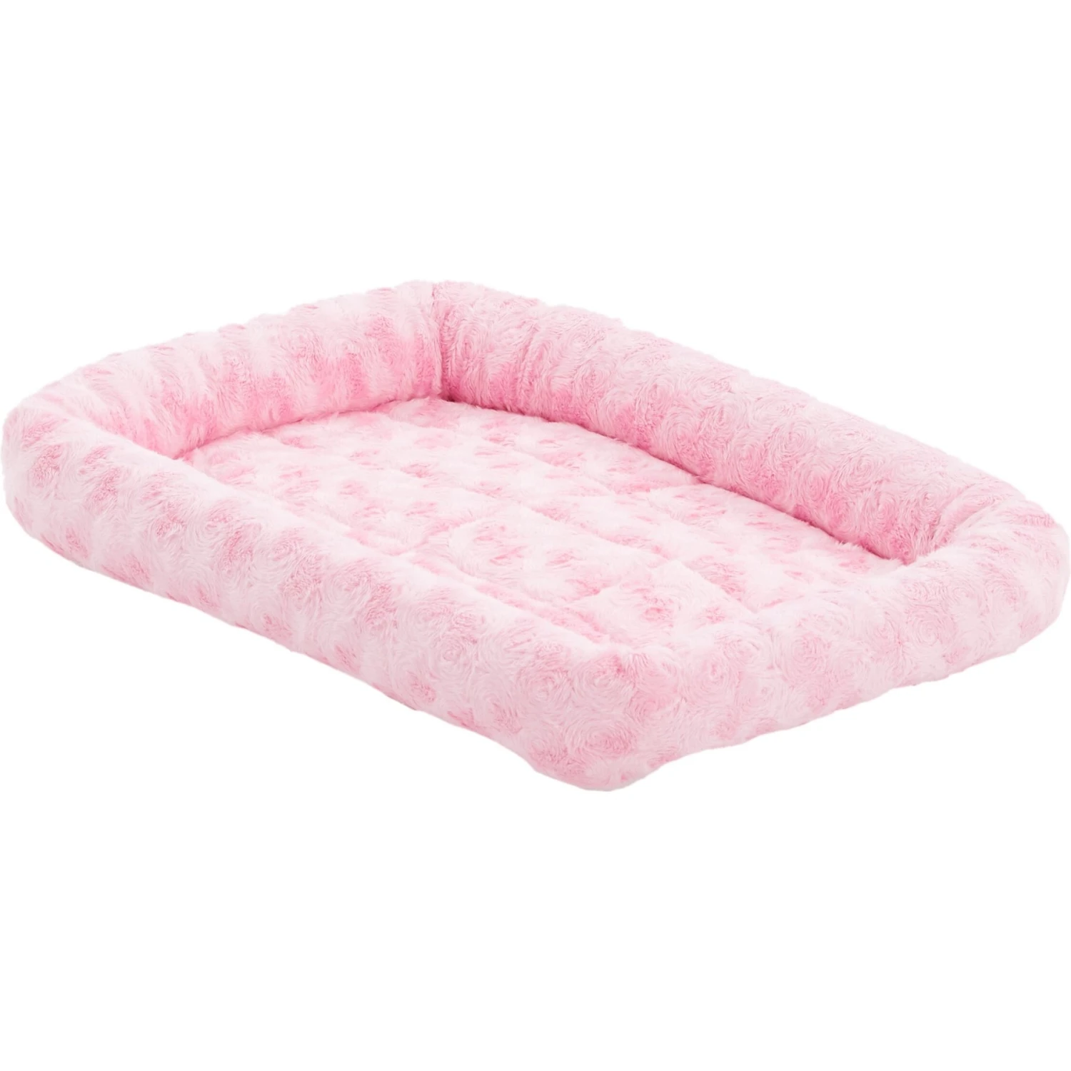 MidWest Quiet Time Fashion Plush Bolster Dog Crate Mat, Pink 1 MidWest Quiet Time Fashion Plush Bolster Dog Crate Mat, Pink