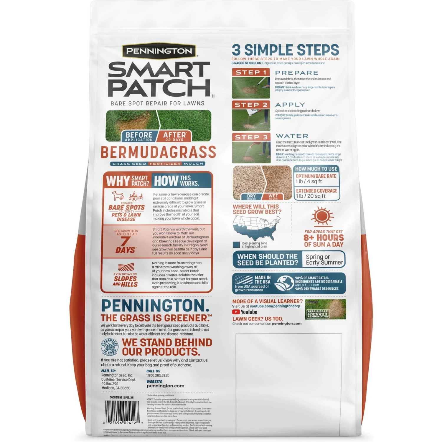 Pennington Smart Patch Bermudagrass Mix Dog Lawn-Treatment & Grass Saver 2 Pennington Smart Patch Bermudagrass Mix Dog Lawn-Treatment & Grass Saver - Image 2