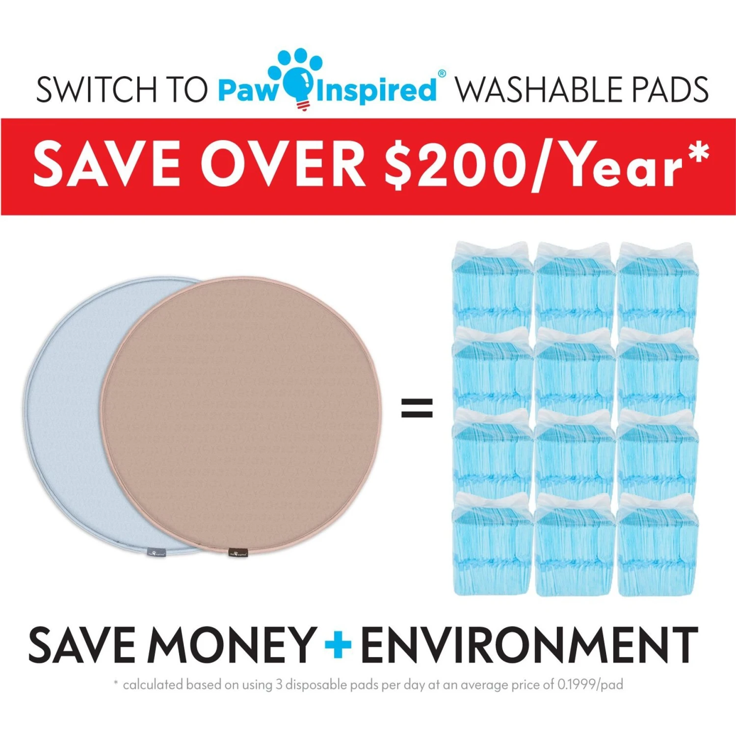 Paw Inspired Round Washable Dog Pee Pads, 2 Count 6 Paw Inspired Round Washable Dog Pee Pads, 2 Count - Image 6