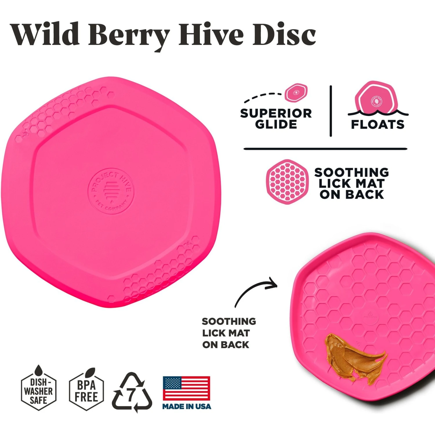 Project Hive Pet Company Hive Wild Berry Scented Disc & Lick Mat Dog Toy, Pink 3 Project Hive Pet Company Hive Wild Berry Scented Disc & Lick Mat Dog Toy, Pink - Image 3