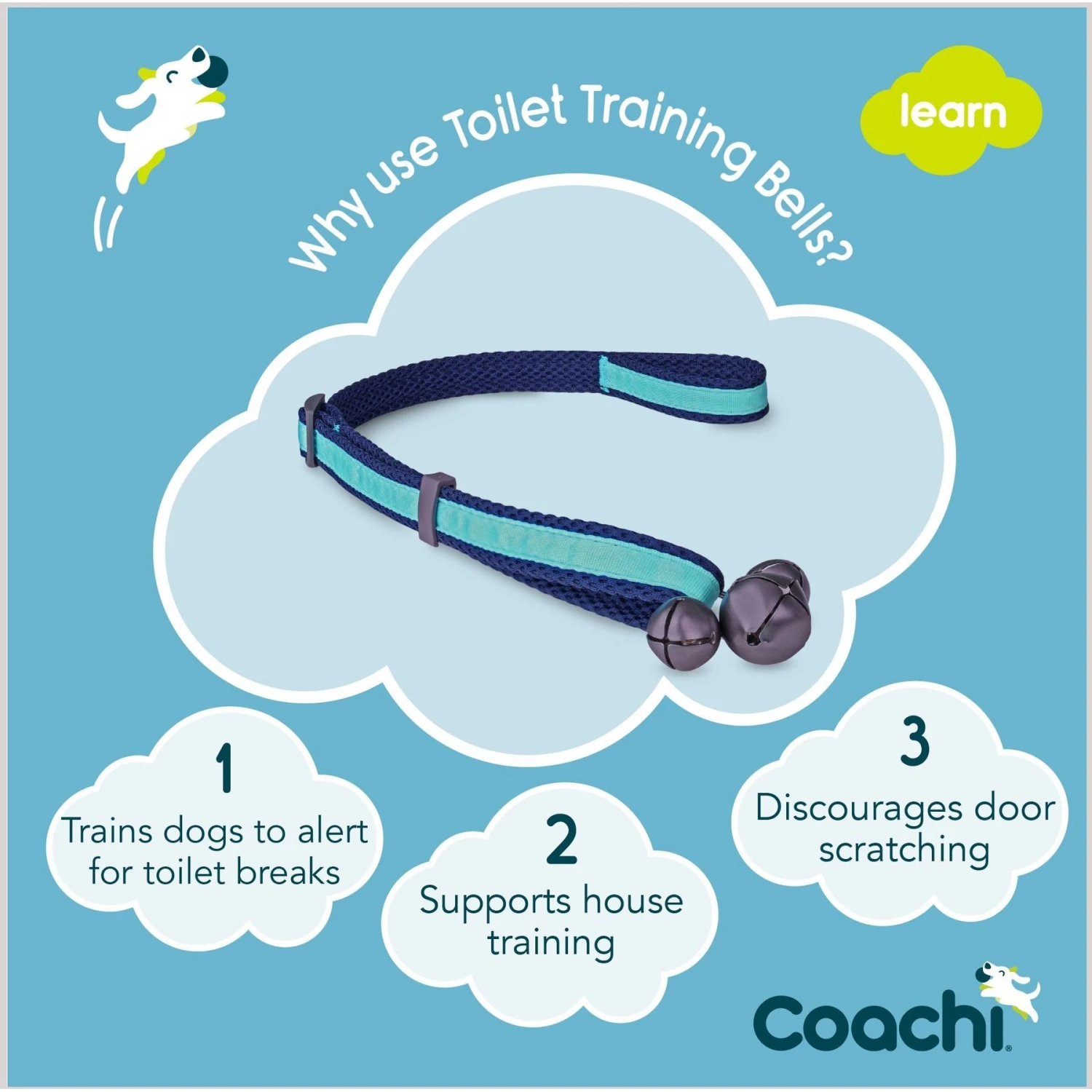 Coachi Toilet Dog Training Bells, Navy 4 Coachi Toilet Dog Training Bells, Navy - Image 4