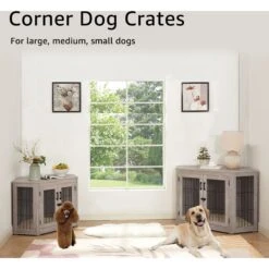 Unipaws Furniture Corner Dog Crate With Cushion, Weathered Grey 10 Unipaws Furniture Corner Dog Crate With Cushion, Weathered Grey -Pup Haven Sales Store 811550 PT3. AC SS1800 V1682541575