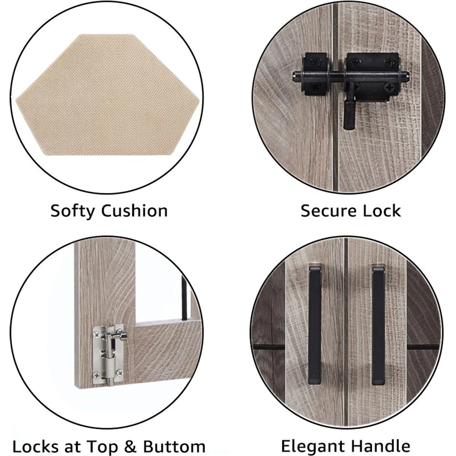 Unipaws Furniture Corner Dog Crate With Cushion, Weathered Grey 5 Unipaws Furniture Corner Dog Crate With Cushion, Weathered Grey - Image 5