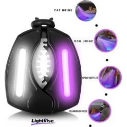 Lightvise Universal LED Clamp-On Dual UV Dog & Cat Pet Urine Stain Detector Magnetic Flashlight, Black 11 Lightvise Universal LED Clamp-On Dual UV Dog & Cat Pet Urine Stain Detector Magnetic Flashlight, Black -Pup Haven Sales Store 814870 PT5. AC SS1800 V1692898294