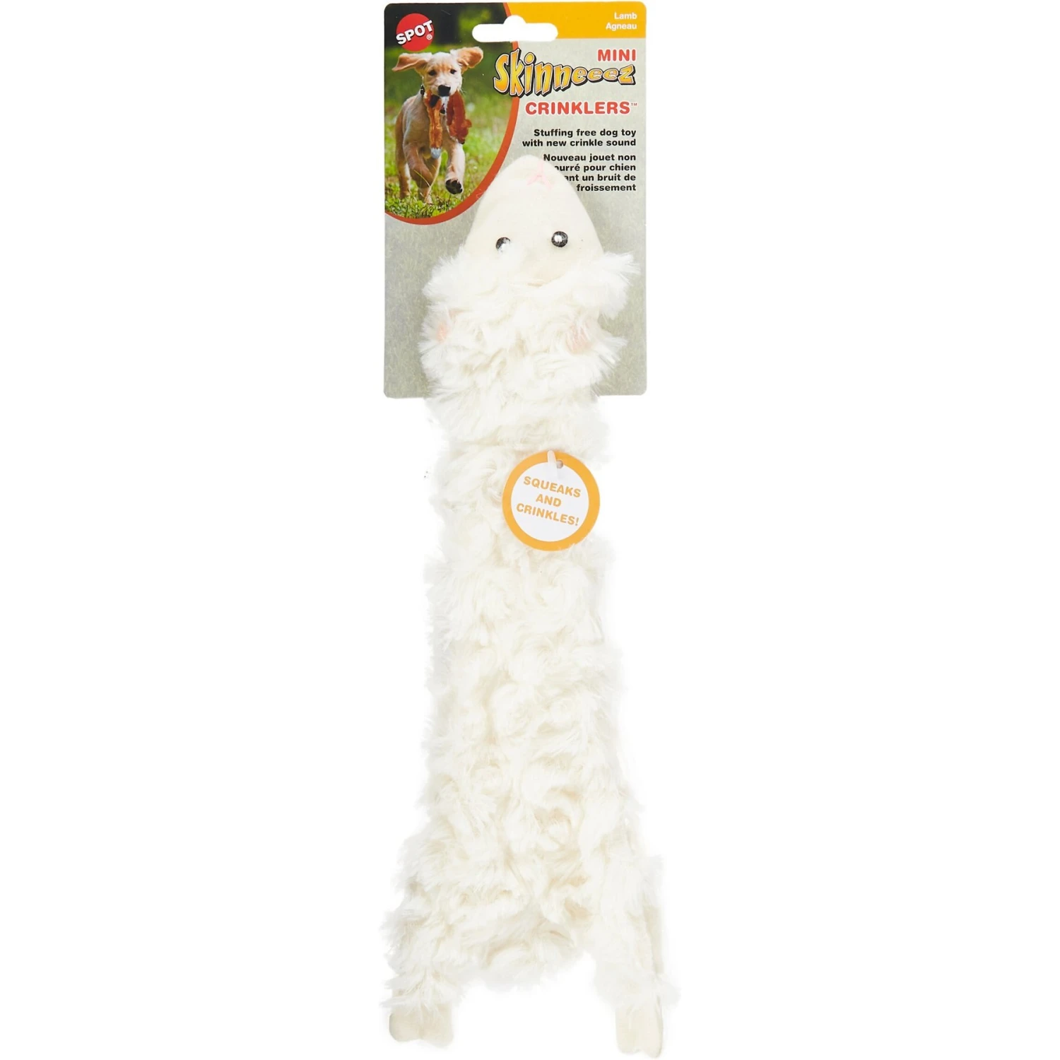 Ethical Pet Skinneeez Crinklers Lamb Stuffing-Free Squeaky Plush Dog Toy 2 Ethical Pet Skinneeez Crinklers Lamb Stuffing-Free Squeaky Plush Dog Toy - Image 2