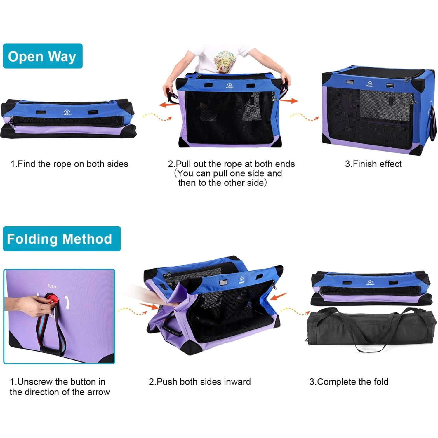 Ownpets 3 Door Collapsible Soft Dog & Cat Crate 3 Ownpets 3 Door Collapsible Soft Dog & Cat Crate - Image 3
