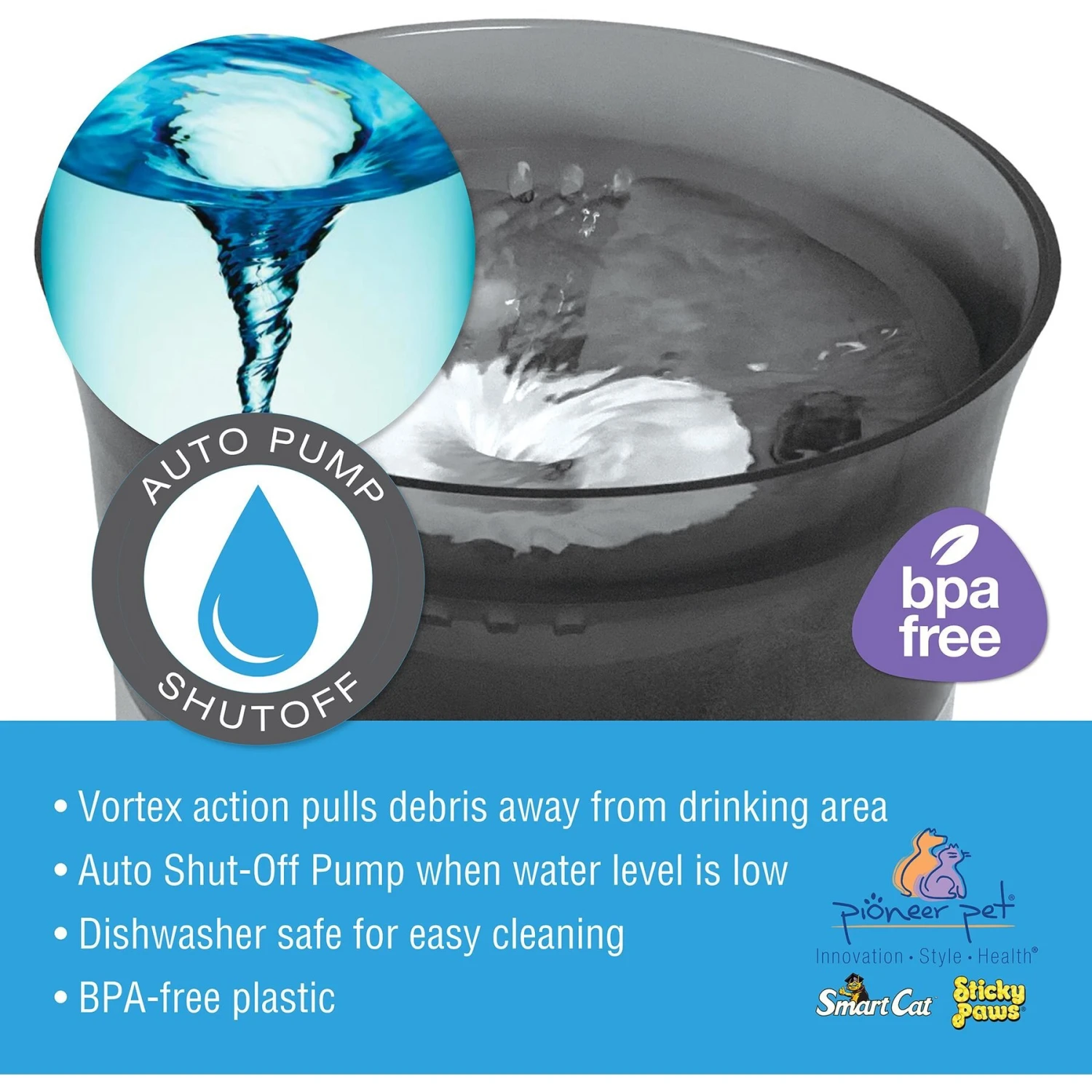 Pioneer Pet Vortex Elevated Drinking Dog Fountain, Gray, Medium 6 Pioneer Pet Vortex Elevated Drinking Dog Fountain, Gray, Medium - Image 6