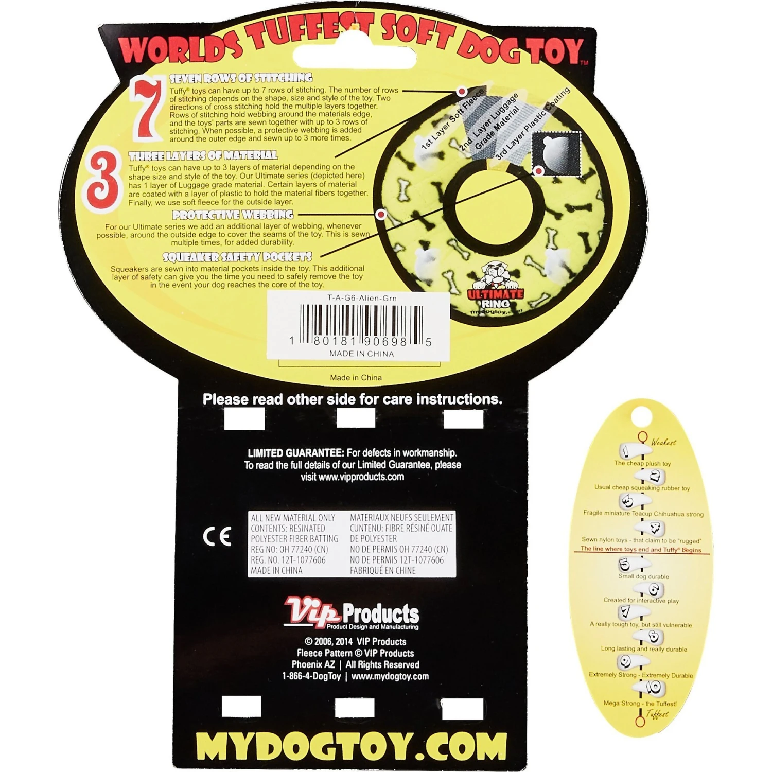 Tuffy's Alien G6 Plush Dog Toy 6 Tuffy's Alien G6 Plush Dog Toy - Image 6