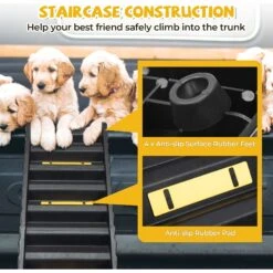 Coziwow Foldable Dog Car Ramp With Stairs, Black, 61-in -Pup Haven Sales Store 941678 PT5. AC SS1800 V1692306042