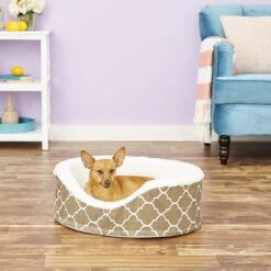 MidWest QuietTime Defender Orthopedic Bolster Cat & Dog Bed With Removable Cover, Brown